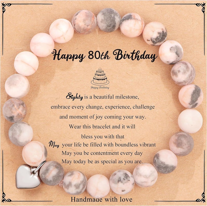 Yiyang 13th 16th 18th 21st 25th 30th 35th 40th 45th 50th 60th 65th 70th 75th 80th Birthday Gifts for Women, Natural Stone Bracelet Birthday Gifts for Women Mom Daughter Grandma Sister Coworker - Image 1